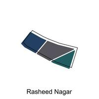 carte de rashid Nagar ville moderne contour, haute détaillé illustration vecteur conception modèle