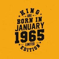 Roi sont née dans janvier 1965. Roi sont née dans janvier 1965 rétro ancien anniversaire vecteur