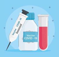 seringue et flacon avec icône médicale du vaccin covid19 vecteur