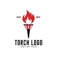 Feu torche logo vecteur rétro conception