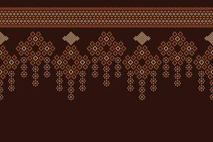 ethnique géométrique en tissu modèle traverser point.ikat broderie ethnique Oriental pixel modèle marron Contexte. abstrait, vecteur, illustration. texture, vêtements, cadre, décoration, motifs, soie fond d'écran. vecteur