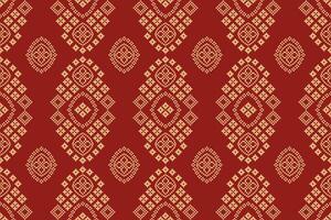 ethnique géométrique en tissu modèle traverser point.ikat broderie ethnique Oriental pixel modèle rouge Contexte. abstrait, vecteur, illustration. texture, vêtements, cadre, décoration, motifs, soie fond d'écran. vecteur