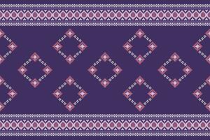 ethnique géométrique en tissu modèle traverser point.ikat broderie ethnique Oriental pixel modèle violet violet Contexte. abstrait, vecteur, illustration. texture, vêtements, cadre, motifs, soie fond d'écran. vecteur