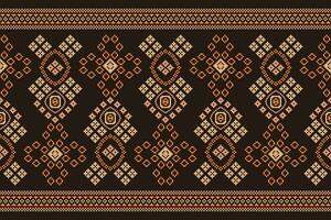 ethnique géométrique en tissu modèle traverser point.ikat broderie ethnique Oriental pixel modèle marron Contexte. abstrait, vecteur, illustration. texture, vêtements, cadre, décoration, motifs, soie fond d'écran. vecteur