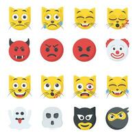 plat Icônes ensemble de différent emoji vecteur