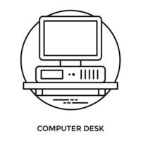 une personnel ordinateur avec horizontal central En traitement unité sur une bureau, dénotation pour ordinateur icône vecteur