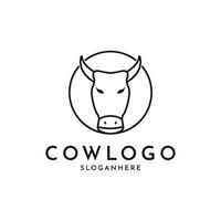 vache taureau logo conception Créatif idée, vache ligne logo conception avec cercle vecteur