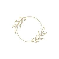 logo conception feuille fleur avec cercle pour mariage, logo conception feuille fleur ornement cercle vecteur