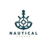 navire gouvernail logo, élégant nautique maritime vecteur Facile minimaliste conception océan voile navire