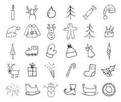 icônes de noël et nouvel an dessinés à la main doodles, illustration vectorielle vecteur