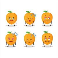 dessin animé personnage de Orange fruit avec somnolent expression vecteur