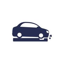 icône de nid-de-poule avec une voiture sur blanc vecteur