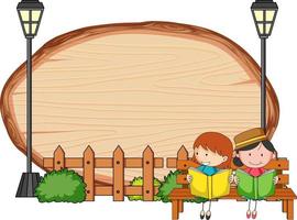 planche de bois vierge de forme ovale avec personnage de dessin animé pour enfants doodle vecteur