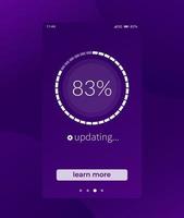 écran de progression, mise à jour, interface d'application mobile, vecteur d'interface utilisateur
