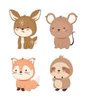 kawaii, animaux, dessins animés, symbole, ensemble, vecteur, conception vecteur