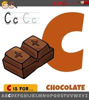 lettre c de l'alphabet avec un objet alimentaire au chocolat de dessin animé vecteur