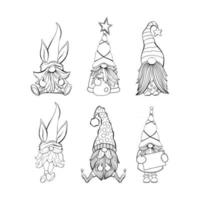 contour vectoriel des gnomes sur les gnomes du bonnet de noel, les gnomes de pâques et de la saint valentin