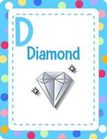 flashcard de l'alphabet avec la lettre d pour le diamant