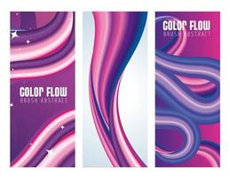 affiches de flux de trois couleurs sur fond violet et blanc vecteur