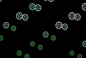 modèle vectoriel vert bleu foncé avec des signes ésotériques