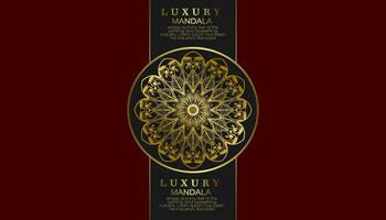 fond de luxe rouge, avec ornement de mandala d'or vecteur