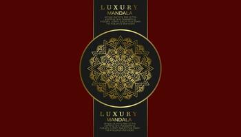 fond de luxe rouge, avec ornement de mandala d'or vecteur