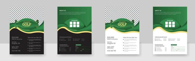 le golf tournoi affiche modèle avec une le golf club et balle, le golf Jeu prospectus et magazine couverture vecteur conception