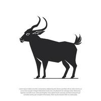 polygonal géométrique chèvre, faible poly, noir et blanc forme, minimal forme vecteur, chèvre avec corne, vecteur illustration de une noir chèvre. isolé blanc Contexte.