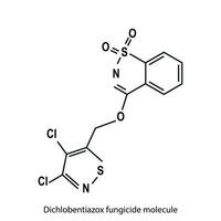 dichlobentiazox fongicide molécule squelettique formule. vecteur illustration.