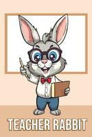 vecteur illustration, prof lapin, animal clipart