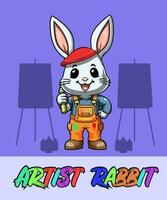 vecteur illustration, artiste lapin, animal clipart