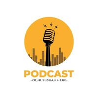 Podcast diffuser micro logo conception vecteur modèle
