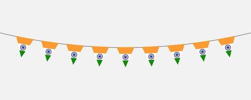 Inde bruant guirlande chaîne de triangulaire drapeaux dans plat style conception isolé sur lumière gris Contexte. vecteur