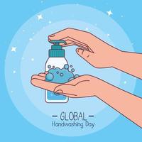 journée mondiale du lavage des mains et lavage des mains avec une conception vectorielle de bouteille de savon vecteur