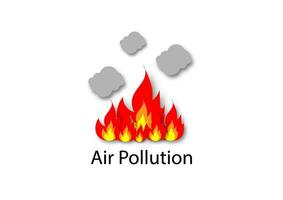 air environnement la pollution concept. chaud Feu ou flamme avec fumée, sale particule, smog, et poussière sur blanc Contexte. vecteur