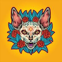 muerte sphynx chat floral ornement vecteur des illustrations pour votre travail logo, marchandise T-shirt, autocollants et étiquette conceptions, affiche, salutation cartes La publicité affaires entreprise ou marques.