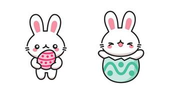 mignonne kawaii lapin Pâques Oeuf autocollant clipart vecteur