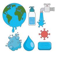 icône de la journée mondiale du lavage des mains définie la conception vectorielle vecteur