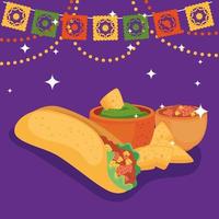 aliments mexicains icône traditionnelle de cinco de mayo vecteur