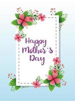 carte de fête des mères heureuse avec décoration de fleurs mignonnes vecteur