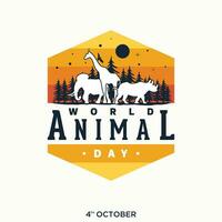 monde animal journée avec silhouettes de sauvage animaux modèle Contexte vecteur