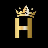 couronne logo sur lettre h vecteur modèle pour beauté, mode, élégant, luxe signe