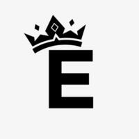 couronne logo sur lettre e vecteur modèle pour beauté, mode, élégant, luxe signe