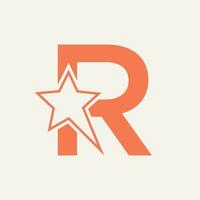 étoile logo sur lettre r en mouvement étoile symbole vecteur modèle