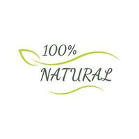 100 pour cent Naturel autocollant, étiqueter, badge et logo. écologie icône. logo modèle avec vert feuilles pour biologique et éco amical des produits. vecteur illustration