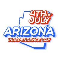 arizona state 4 juillet fête de l'indépendance avec carte et couleur nationale usa forme 3d de l'illustration vectorielle de l'état américain vecteur