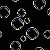 vecteur sans couture modèle avec bulles sur noir. pixel art style