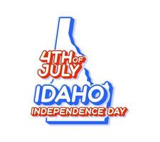 idaho state 4 juillet fête de l'indépendance avec carte et couleur nationale des états-unis forme 3d de l'illustration vectorielle de l'état américain vecteur