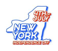 état de new york 4 juillet fête de l'indépendance avec carte et couleur nationale des états-unis forme 3d de l'illustration vectorielle de l'état américain vecteur