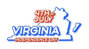 l'état de virginie le 4 juillet fête de l'indépendance avec carte et couleur nationale des états-unis forme 3d de l'illustration vectorielle de l'état américain vecteur